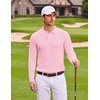 image:imageCOOFANDY Long Sleeve Polo Shirts for Men Lightweight Knit Polo SweaterPink