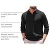 image:imageCOOFANDY Long Sleeve Polo Shirts for Men Pullover Sweaters Knit Polo ShirtBlack