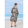 image:imageCOOFANDY Men Lightweight 2 Piece Kimono Robe with Shorts Japanese Robes Casual Open Front Long Cardigan With BeltBlack Leaves