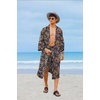 image:imageCOOFANDY Men Lightweight 2 Piece Kimono Robe with Shorts Japanese Robes Casual Open Front Long Cardigan With BeltNavy Bluecashew Flowers