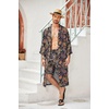 image:imageCOOFANDY Men Lightweight 2 Piece Kimono Robe with Shorts Japanese Robes Casual Open Front Long Cardigan With BeltNavy Bluecashew Flowers