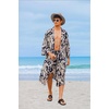image:imageCOOFANDY Men Lightweight 2 Piece Kimono Robe with Shorts Japanese Robes Casual Open Front Long Cardigan With BeltNavy Blueleaves