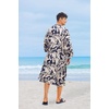 image:imageCOOFANDY Men Lightweight 2 Piece Kimono Robe with Shorts Japanese Robes Casual Open Front Long Cardigan With BeltNavy Blueleaves