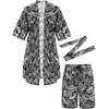 image:imageCOOFANDY Men Lightweight 2 Piece Kimono Robe with Shorts Japanese Robes Casual Open Front Long Cardigan With BeltWhitecashew Flowers