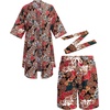 image:imageCOOFANDY Men Lightweight 2 Piece Kimono Robe with Shorts Japanese Robes Casual Open Front Long Cardigan With BeltWhiteluxury Print