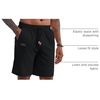 image:imageCOOFANDY Men Linen Beach Shorts Casual Drawstring Summer Vacation ShortsZ WhiteBlack