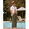 image:imageCOOFANDY Men Linen Pants Casual Elastic Waist Drawstring Pants Summer BeachA Army Green