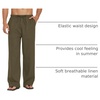 image:imageCOOFANDY Men Linen Pants Casual Elastic Waist Drawstring Pants Summer BeachA Army Green