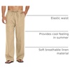 image:imageCOOFANDY Men Linen Pants Casual Elastic Waist Drawstring Pants Summer BeachA Beige