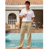 image:imageCOOFANDY Men Linen Pants Casual Elastic Waist Drawstring Pants Summer BeachA Beige
