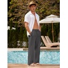 image:imageCOOFANDY Men Linen Pants Casual Elastic Waist Drawstring Pants Summer BeachA Dark Grey