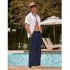 image:imageCOOFANDY Men Linen Pants Casual Elastic Waist Drawstring Pants Summer BeachA Dark Navy Blue