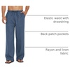 image:imageCOOFANDY Men Linen Pants Casual Elastic Waist Drawstring Pants Summer BeachA Denim Blue
