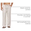 image:imageCOOFANDY Men Linen Pants Casual Elastic Waist Drawstring Pants Summer BeachA Linen Khaki