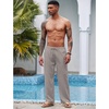 image:imageCOOFANDY Men Linen Pants Casual Elastic Waist Drawstring Pants Summer BeachA Medium Gray