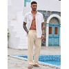 image:imageCOOFANDY Men Linen Pants Casual Elastic Waist Drawstring Pants Summer BeachA Medium Khaki
