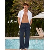 image:imageCOOFANDY Men Linen Pants Casual Elastic Waist Drawstring Pants Summer BeachA Navy Blue