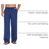 image:imageCOOFANDY Men Linen Pants Casual Elastic Waist Drawstring Pants Summer BeachA Royal Blue