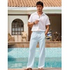 image:imageCOOFANDY Men Linen Pants Casual Elastic Waist Drawstring Pants Summer BeachA Sky Blue
