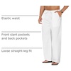 image:imageCOOFANDY Men Linen Pants Casual Elastic Waist Drawstring Pants Summer BeachA White