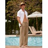 image:imageCOOFANDY Men Linen Pants Casual Elastic Waist Drawstring Pants Summer BeachB Dark Khaki