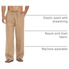 image:imageCOOFANDY Men Linen Pants Casual Elastic Waist Drawstring Pants Summer BeachB Dark Khaki