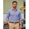 image:imageCOOFANDY Men Plaid Dress Shirts Long Sleeve Button Down Shirts Cotton ShirtSky Blue White Plaid