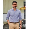 image:imageCOOFANDY Men Plaid Dress Shirts Long Sleeve Button Down Shirts Cotton ShirtWhite Deep Blue Plaid