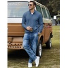 image:imageCOOFANDY Men Quarter Zip Pullover Mock Neck Long Sleeve Corduroy SweatshirtBlue