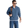 image:imageCOOFANDY Men Quarter Zip Pullover Mock Neck Long Sleeve Corduroy SweatshirtBlue
