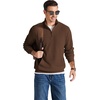 image:imageCOOFANDY Men Quarter Zip Pullover Mock Neck Long Sleeve Corduroy SweatshirtBrown