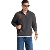 image:imageCOOFANDY Men Quarter Zip Pullover Mock Neck Long Sleeve Corduroy SweatshirtDark Grey