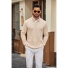 image:imageCOOFANDY Men Quarter Zip Pullover Sweatshirts Long Sleeve Mock Neck SweaterBeige