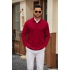 image:imageCOOFANDY Men Quarter Zip Pullover Sweatshirts Long Sleeve Mock Neck SweaterDeep Red