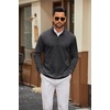 image:imageCOOFANDY Men Quarter Zip Pullover Sweatshirts Long Sleeve Mock Neck SweaterGrey