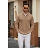 image:imageCOOFANDY Men Quarter Zip Pullover Sweatshirts Long Sleeve Mock Neck SweaterKhaki