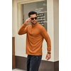image:imageCOOFANDY Men Quarter Zip Pullover Sweatshirts Long Sleeve Mock Neck SweaterLight Brown