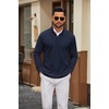 image:imageCOOFANDY Men Quarter Zip Pullover Sweatshirts Long Sleeve Mock Neck SweaterNavy Blue