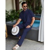 image:imageCOOFANDY Mens 2 Piece Cotton Linen Sets Beach Outfits Pants and Shirt SetZnavy Blue