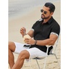 image:imageCOOFANDY Mens Button Down Shirts Short Sleeve Casual Cotton ShirtsBlack