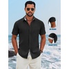 image:imageCOOFANDY Mens Button Down Shirts Short Sleeve Casual Cotton ShirtsBlack