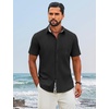 image:imageCOOFANDY Mens Button Down Shirts Short Sleeve Casual Cotton ShirtsBlack