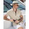 image:imageCOOFANDY Mens Button Down Shirts Short Sleeve Casual Cotton ShirtsKhaki
