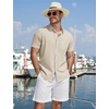 image:imageCOOFANDY Mens Button Down Shirts Short Sleeve Casual Cotton ShirtsKhaki