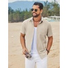image:imageCOOFANDY Mens Button Down Shirts Short Sleeve Casual Cotton ShirtsKhaki