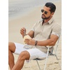 image:imageCOOFANDY Mens Button Down Shirts Short Sleeve Casual Cotton ShirtsKhaki