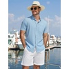 image:imageCOOFANDY Mens Button Down Shirts Short Sleeve Casual Cotton ShirtsLight Blue