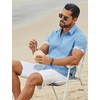 image:imageCOOFANDY Mens Button Down Shirts Short Sleeve Casual Cotton ShirtsLight Blue