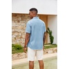 image:imageCOOFANDY Mens Button Down Shirts Short Sleeve Casual Cotton ShirtsLight Blue