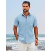 image:imageCOOFANDY Mens Button Down Shirts Short Sleeve Casual Cotton ShirtsLight Blue